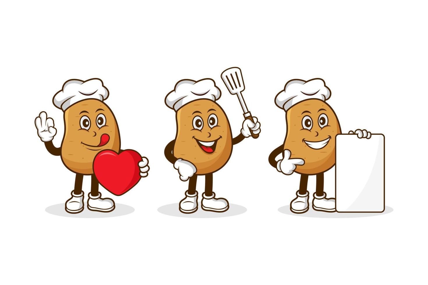 Potato mascot cartoon character design collection vector