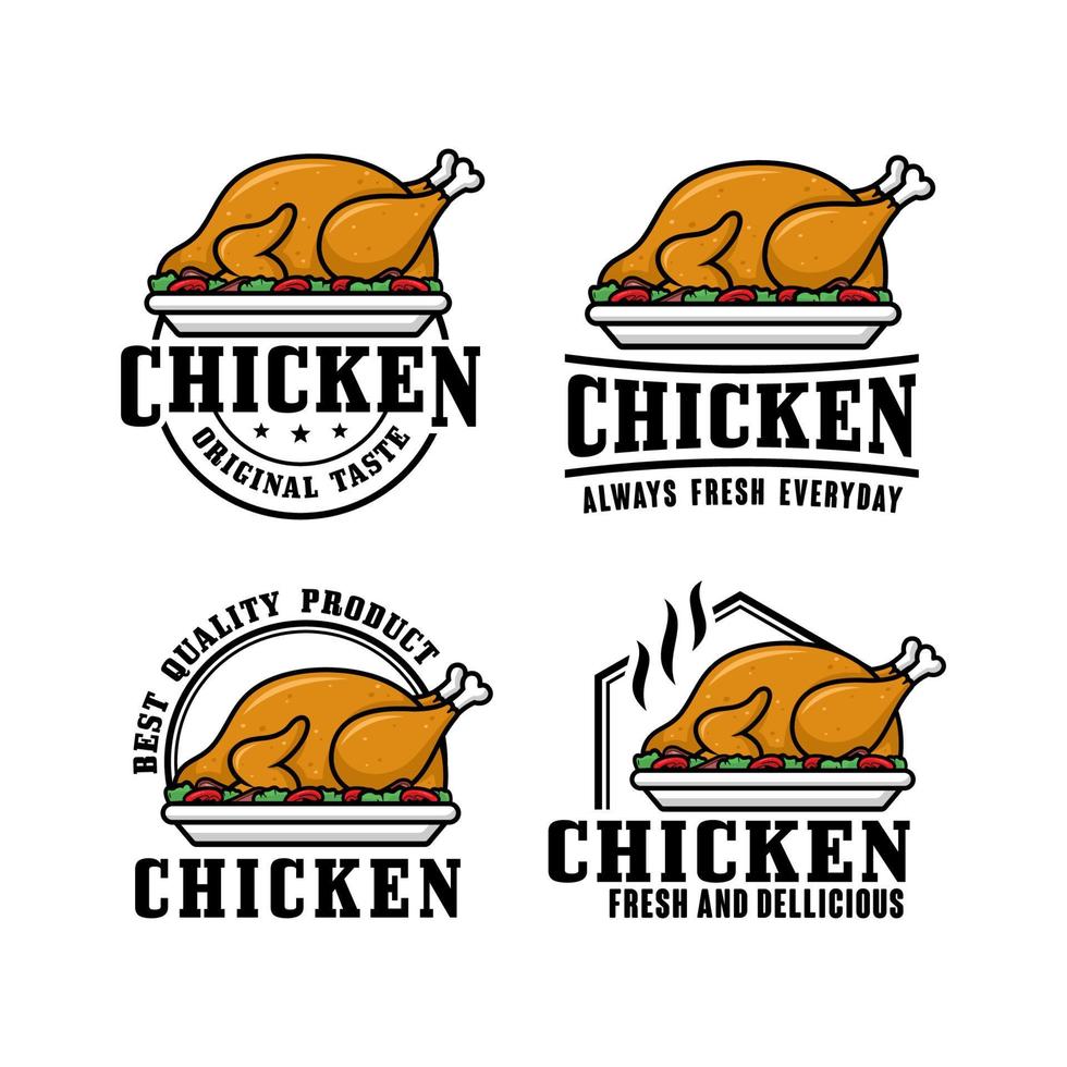 Chicken food badge label design collection vector