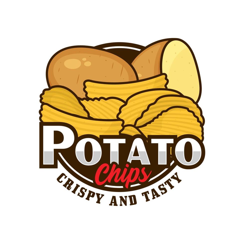 patata papas fritas crujiente y sabroso diseño logo vector