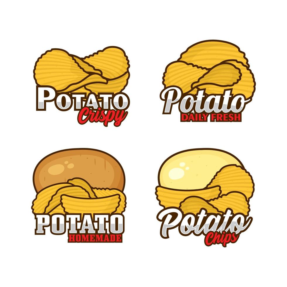 Potato chips design logo collection vector