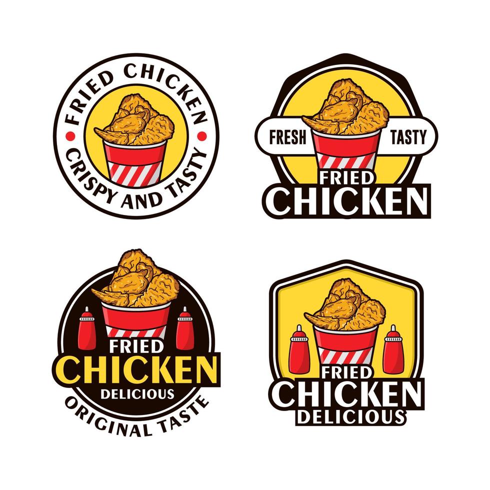 Badge label design fried chicken design collection vector