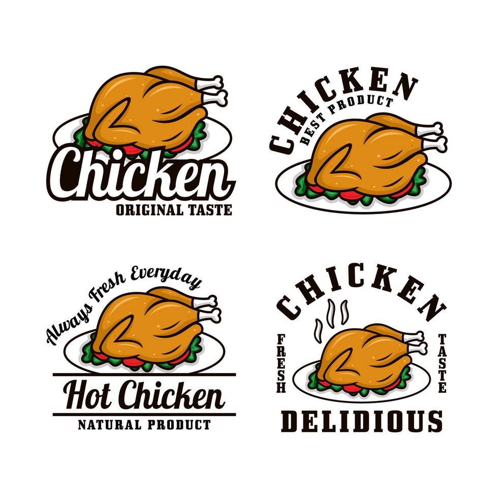 Chicken food badge design logo collection vector