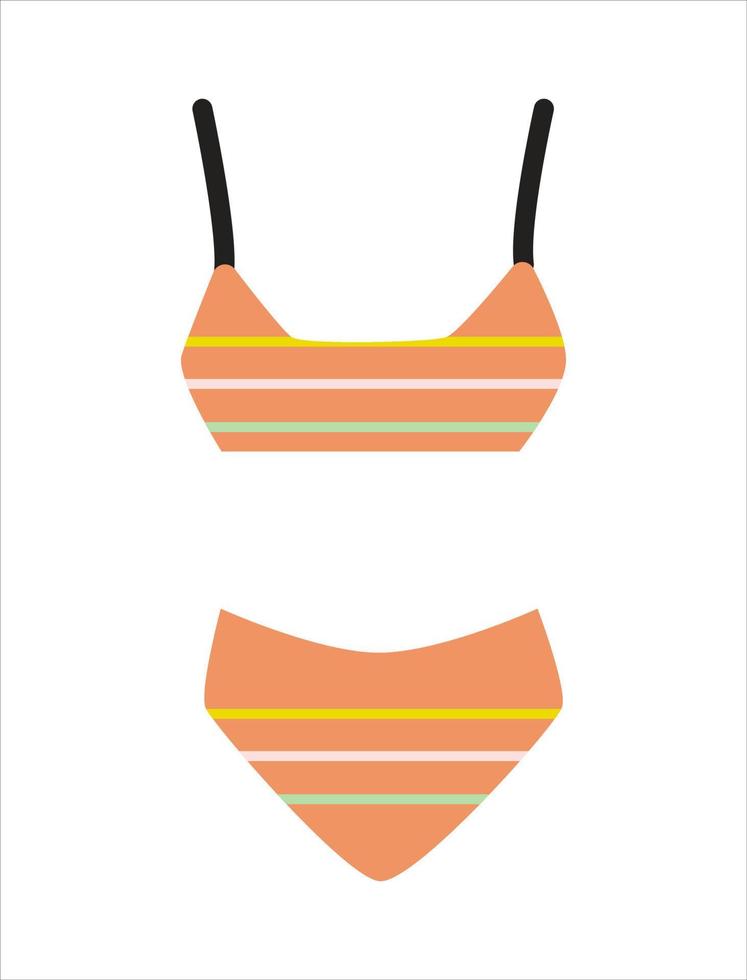 verano playa nadar tener puesto, bikini, accesorios. ropa interior vestir. Hora de verano fiesta concepto. retro Moda estilo. vector