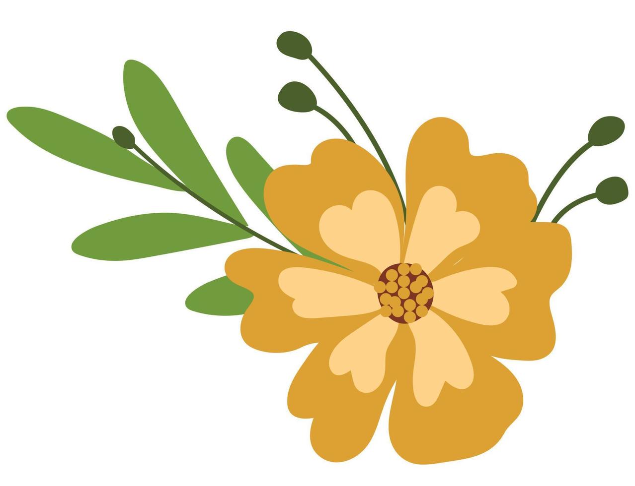 Cute hand drawn flower. White background, isolate. Vector illustration.