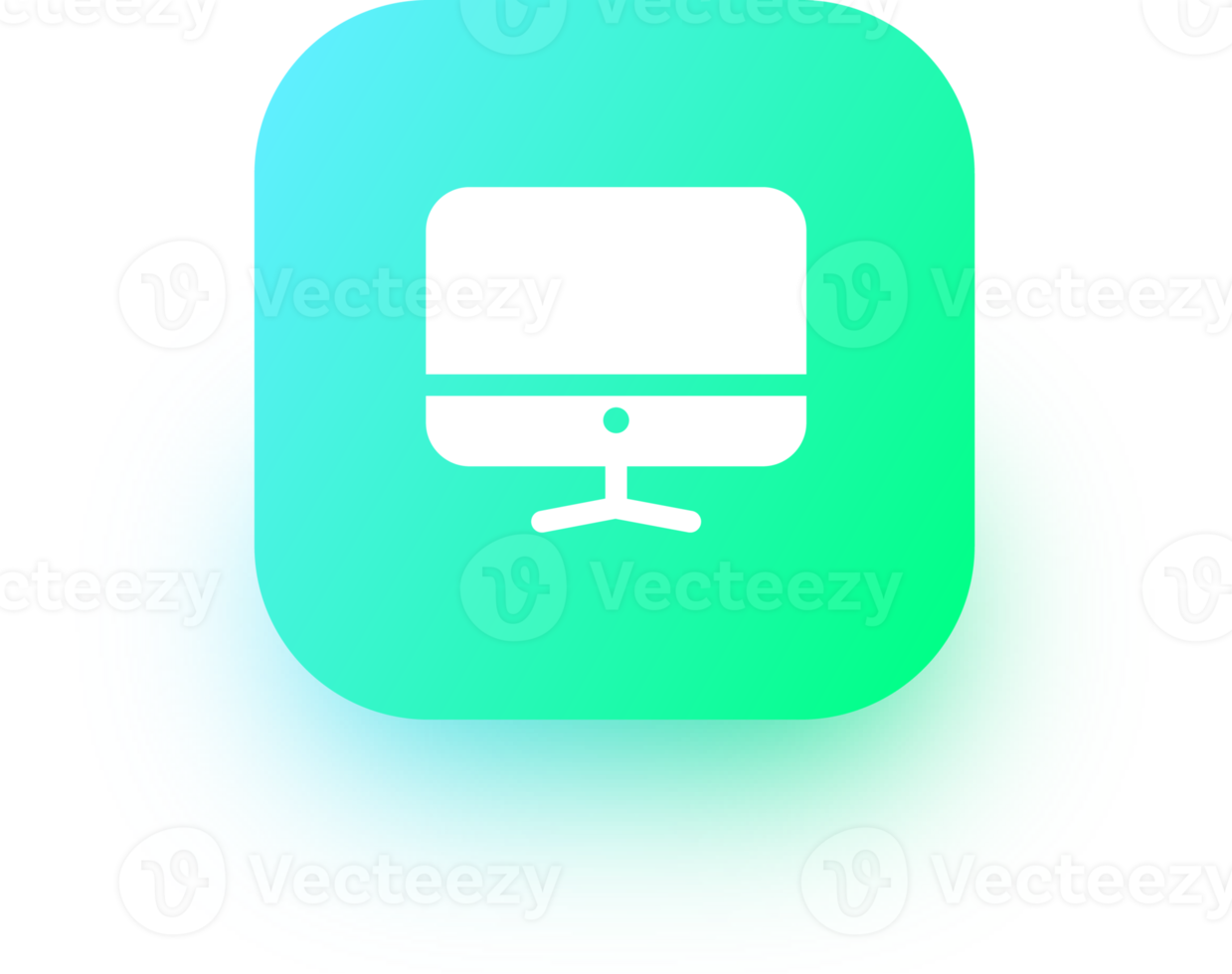 Computer icon in square gradient colors. Desktop monitor signs illustration. png