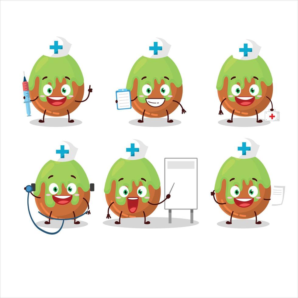 Doctor profession emoticon with choco green candy cartoon character vector