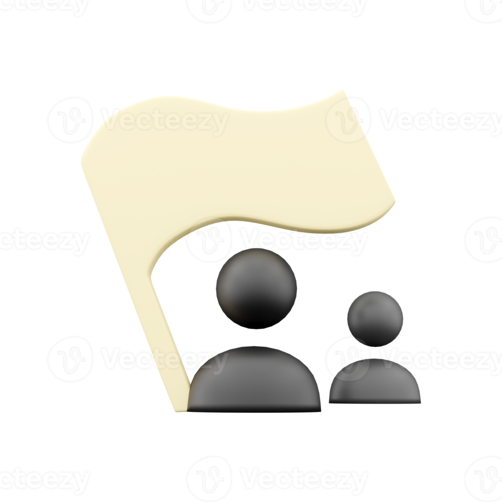 3d rendre ventilateur drapeau icône sur blanche. 3d rendre gens avec drapeau icône sur blanc icône. 3d rendre gens ventilateur drapeau icône. png