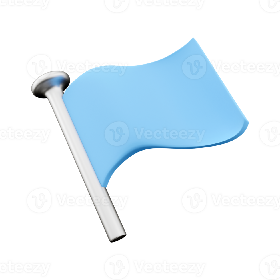 3d render flag icon. 3d render Emblem of victory flag icon on white. 3D render blue flag icon. png