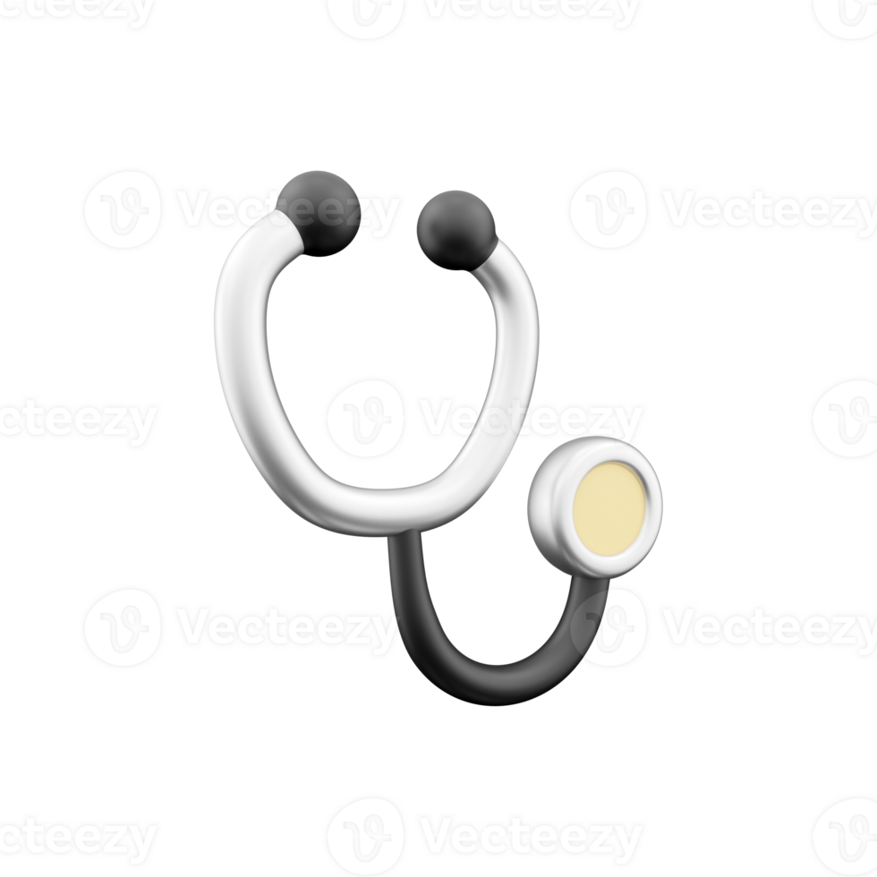 3d render stethoscope icon. 3d Rendering illustration of medical sign isolated on the white background. 3d render stethoscope illustration. png