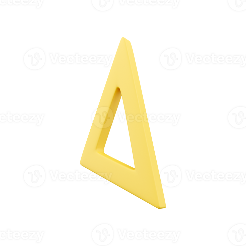 3d render ruler. 3d rendering triangle ruler. 3d render school ruler on white background. png
