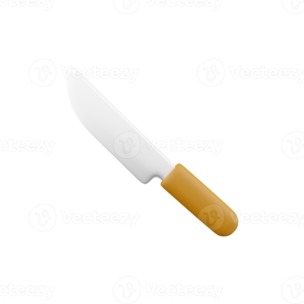 Free 3d render knife. 3d rendering chef knife. 3d render brown knife on