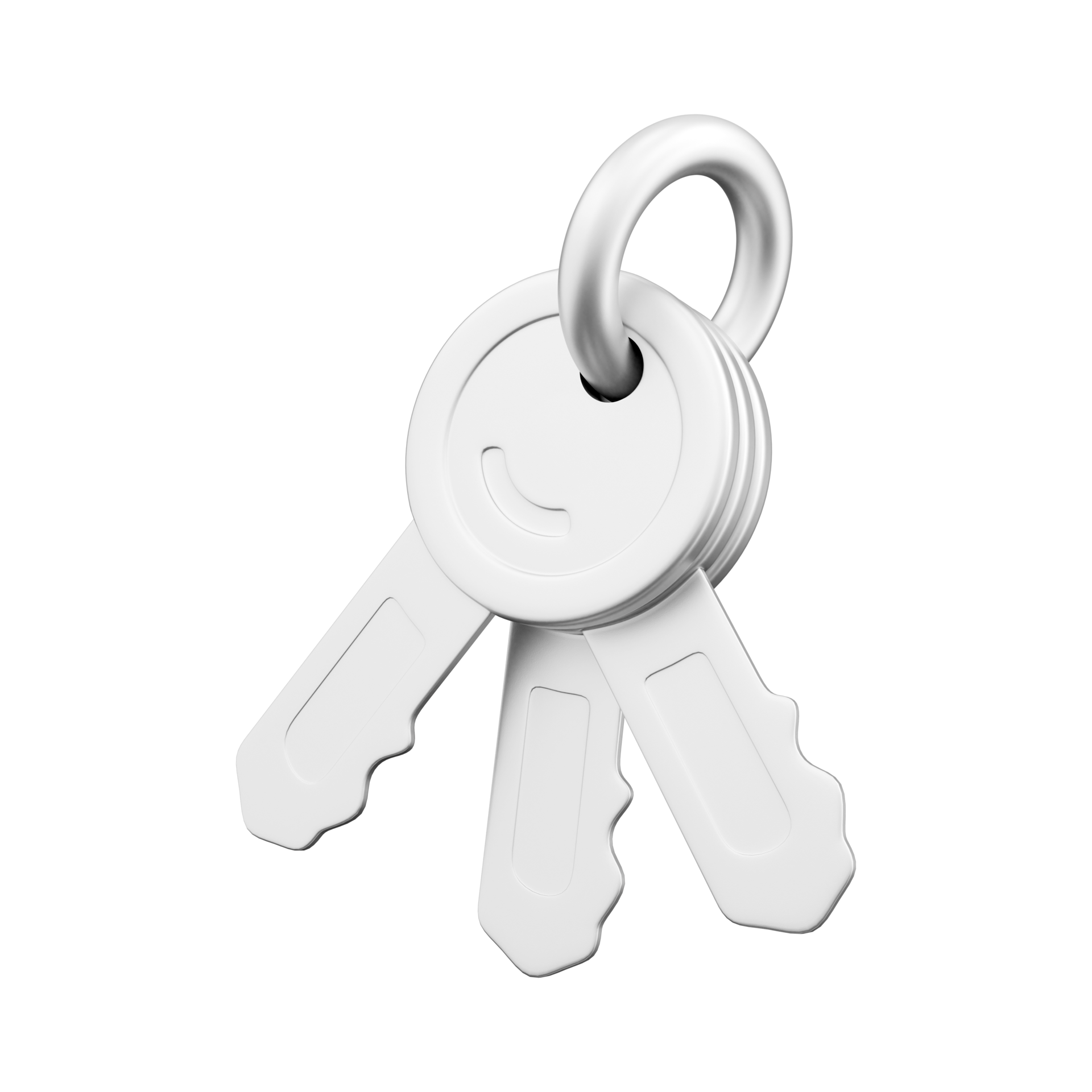 3D render icon Door keys isolated on white 3d render metalic color key icon on white