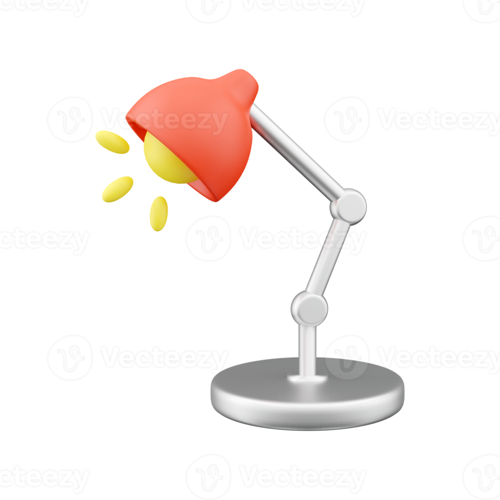 3d framställa tabell lampa med ljus Glödlampa 3d ikon. volumetriska Utrustning på blå ben. interiör design för belysning arbetsplats på Hem och i kontor. 3d framställa tabell lampa ikon på vit. png