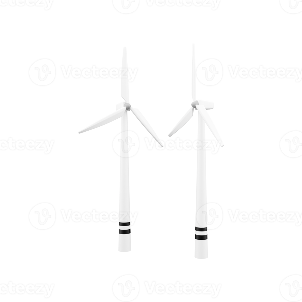 3d render Wind turbine front and angle view. 3d rendering wind turbine. 3d render wind turbine illustration. png