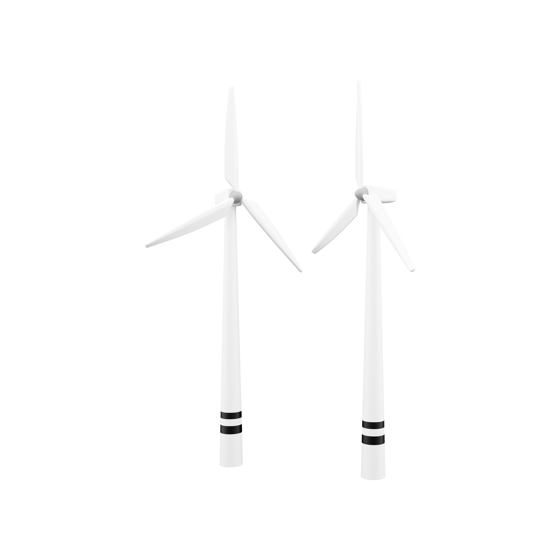 3d render vento turbina frente e ângulo visualizar. 3d Renderização