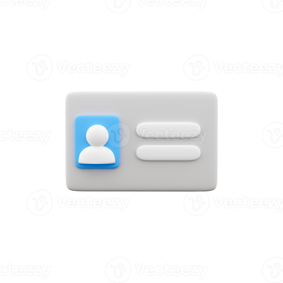 3d rendre id carte sur blanc Contexte. 3d le rendu identité carte . 3d rendre id voiture illustration. png