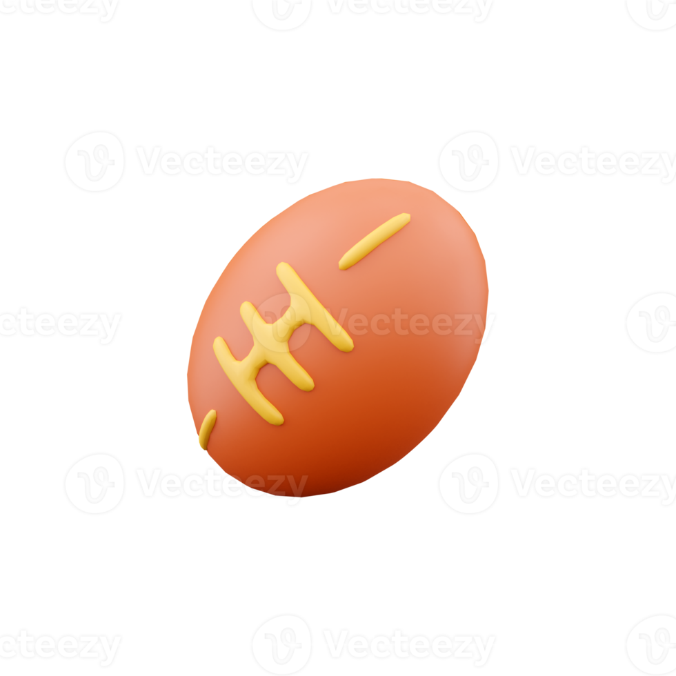 3D render illustration of American Football Ball on white background. 3d render rugby on white background. 3d rendering rugby illustration. png