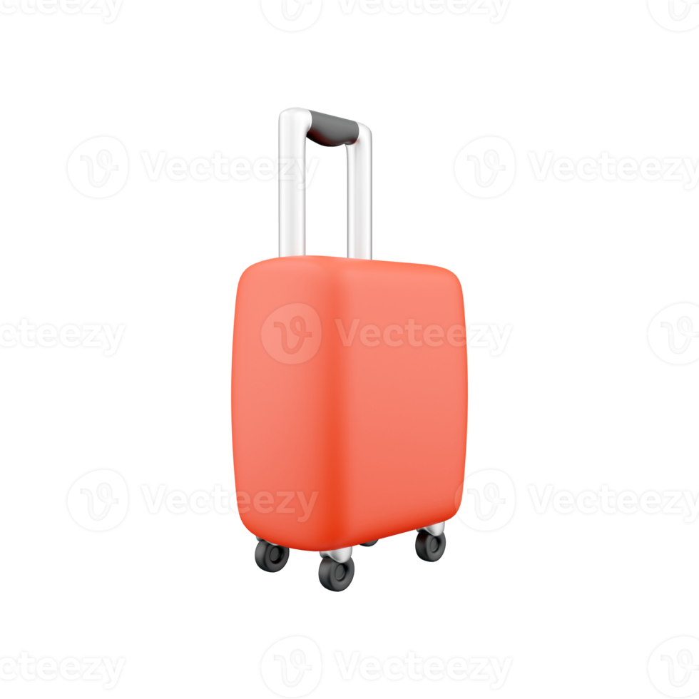 3d render red suitcase. 3d rendering red travel suitcase. 3d render travel suitcase illustration on white background. png