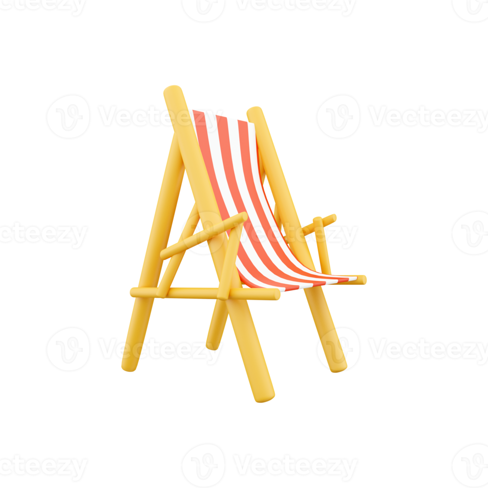3d render beach chair isolated on white background. 3d rendering beach chair . 3d render beach chair on white background illustration. png