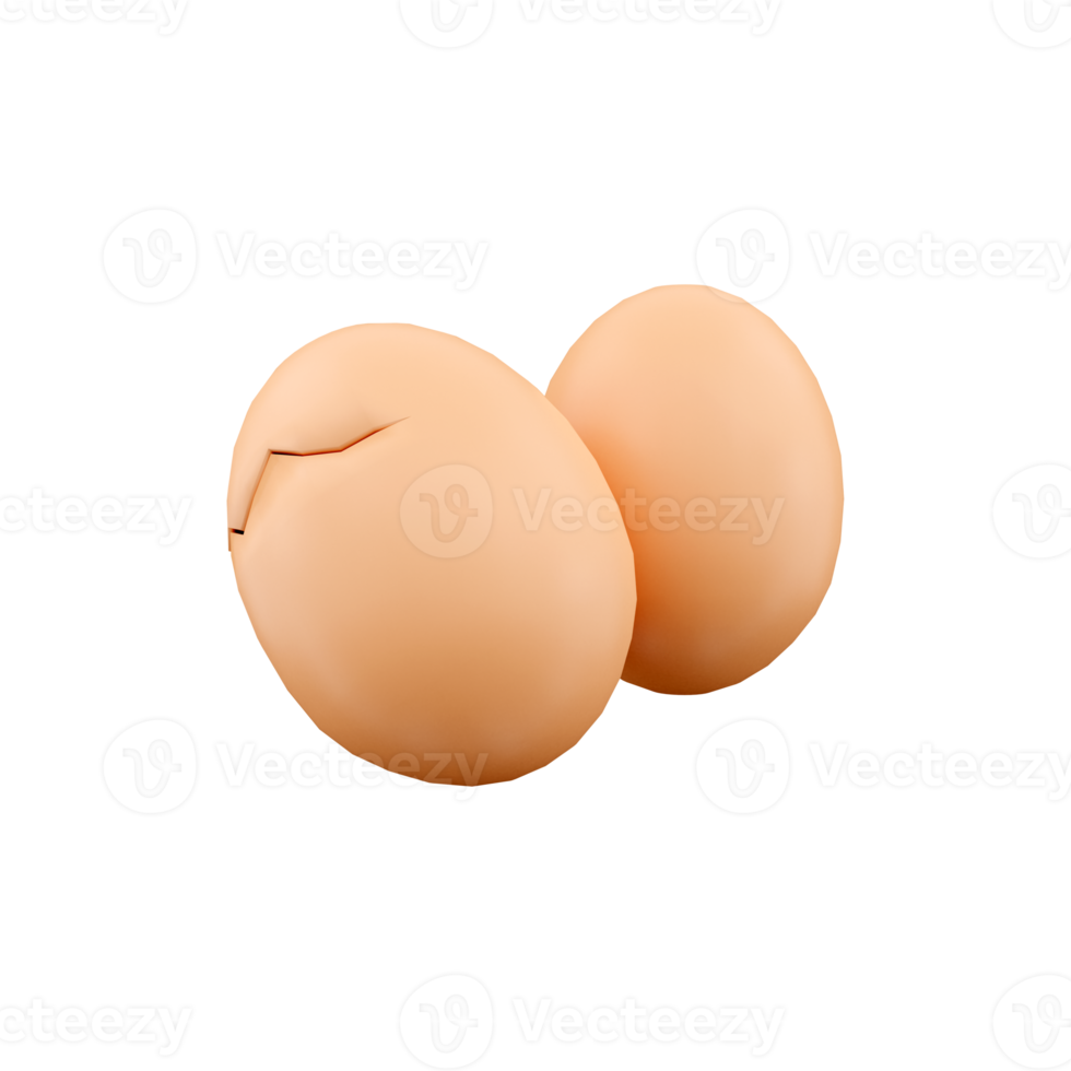 3d render eggs. 3d rendering eggshell cracking stages. 3d render two eggs on white background. png