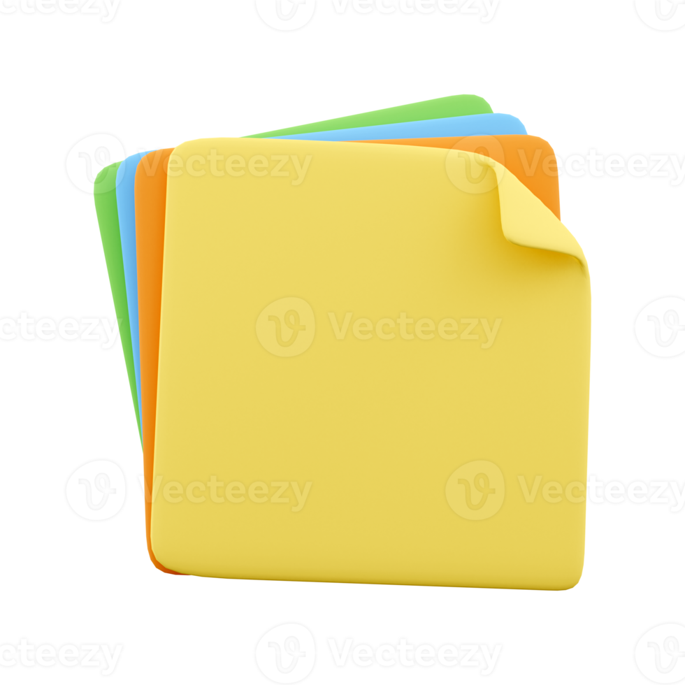 3d illustration of sticky notes on white background.suitable for ui ux .3d rendering of sticky notes png