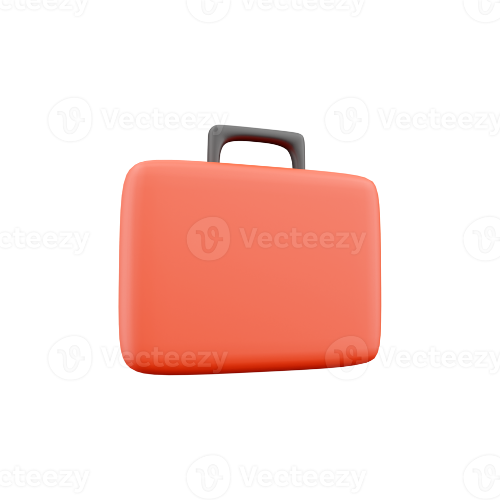 3d render red suitcase. 3d rendering red suitcase on white background. 3d red suitcase illustration. png