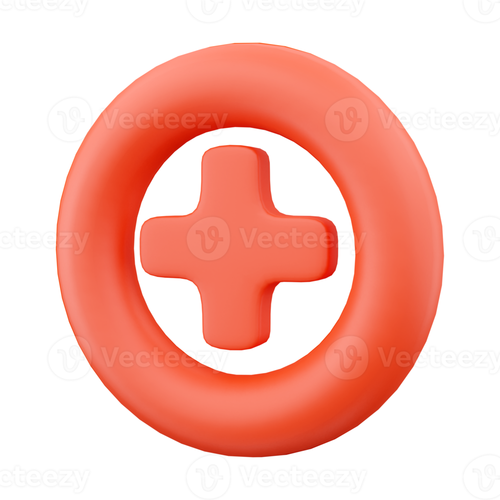 3D render Add icon, plus, medical cross round button. 3d render medical icon. 3D render plus icon cartoon minimal style png