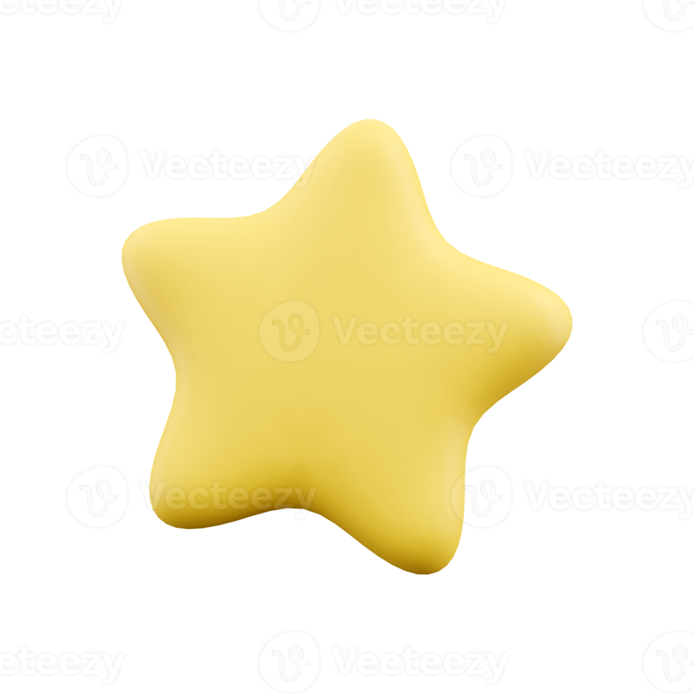 3d render star. 3d rendering lucky star. 3d render gold star on white background. png