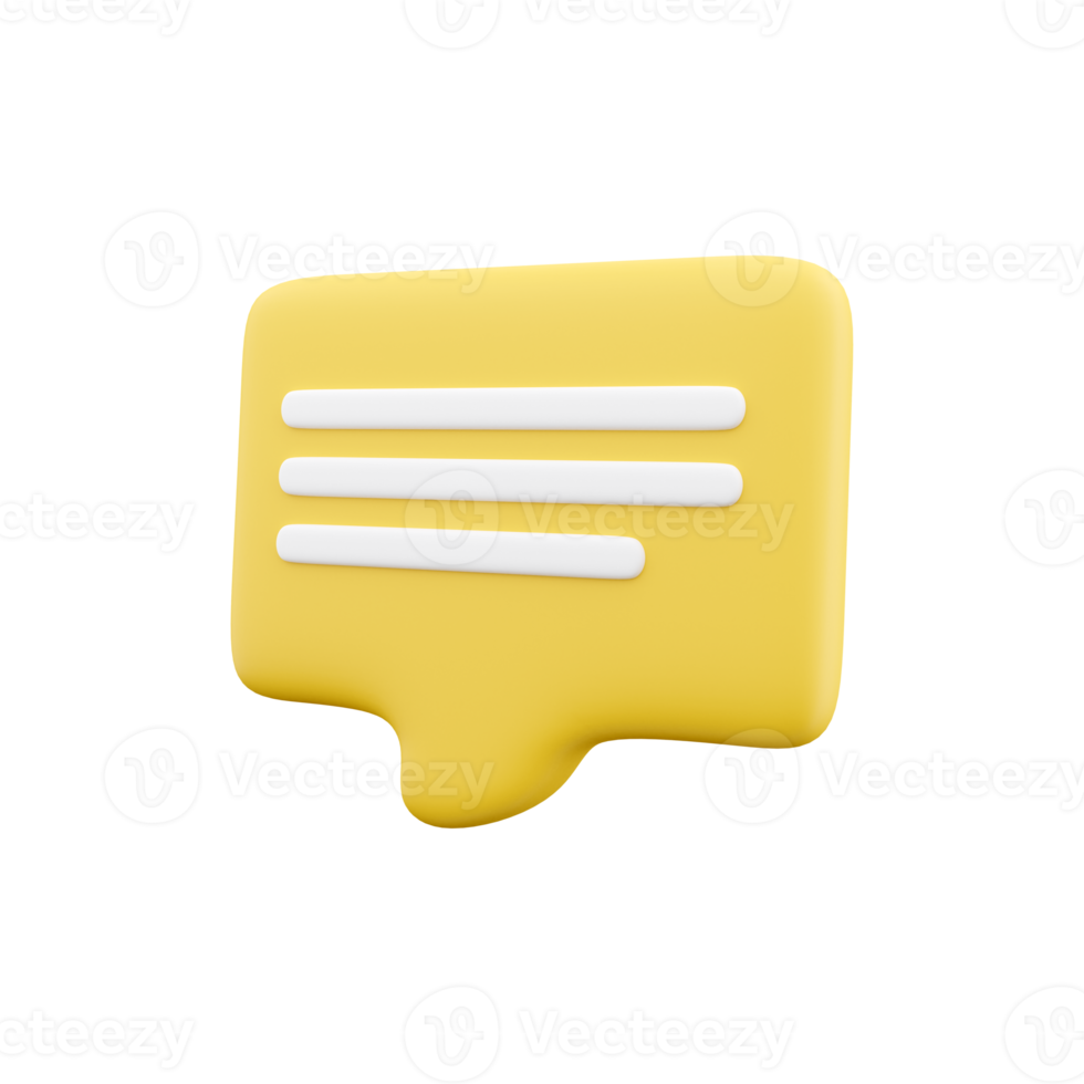 3d render message. 3d rendering online chat. 3d render yellow message on white bakcground. png