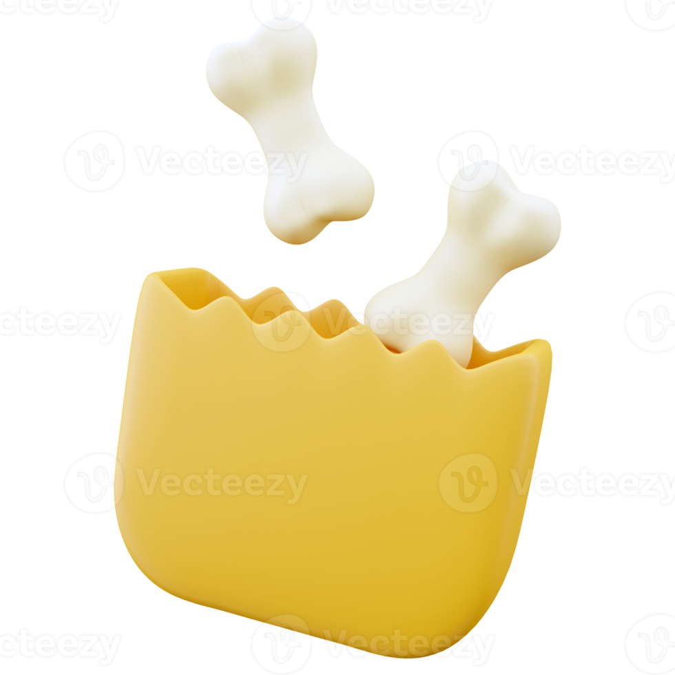 3D render Dog bone illustration. 3d render pet food icon on white background icon. 3D render bone illustration icon. png