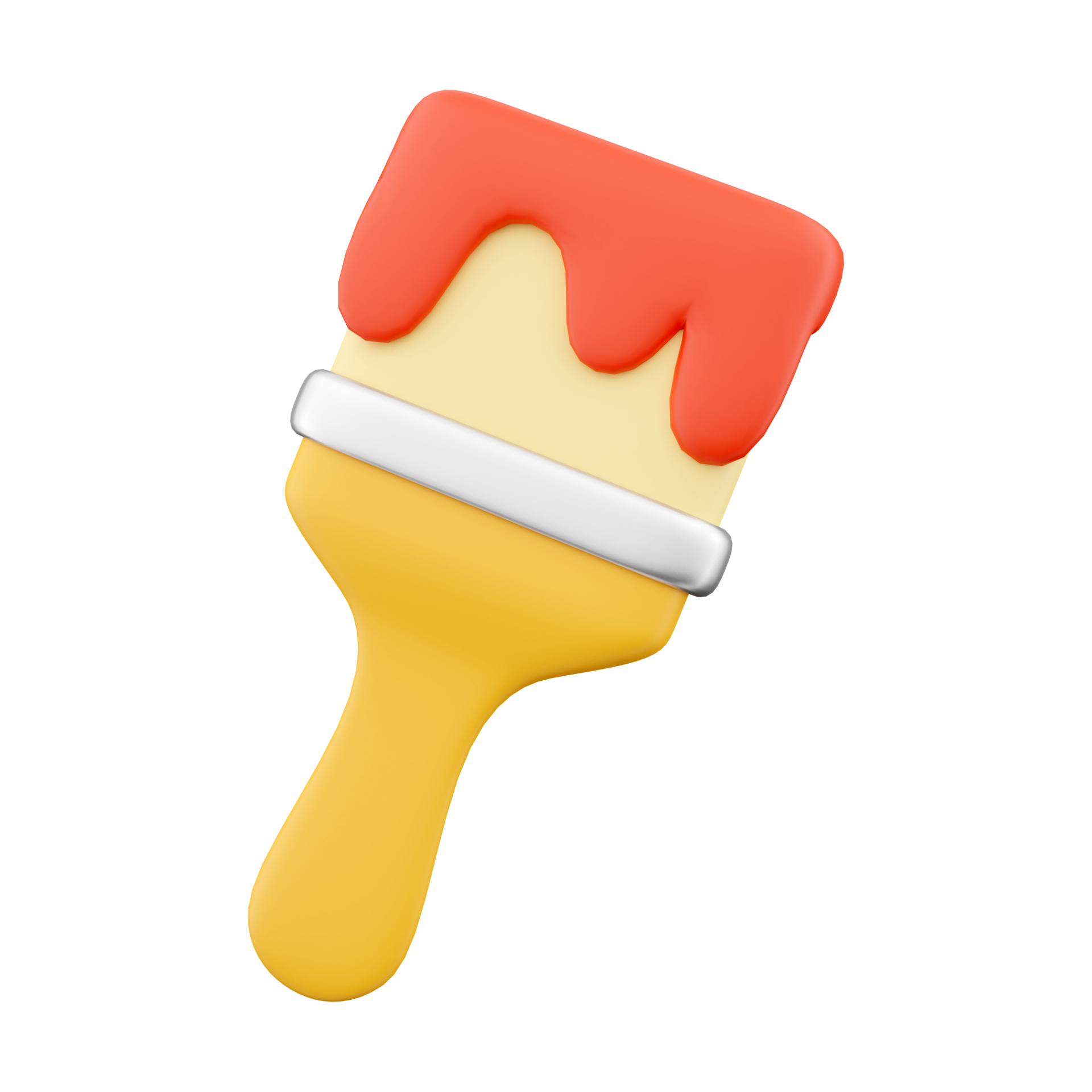 3D render paint brush icon with color. 3D render paint brush icon on white background. 3D render