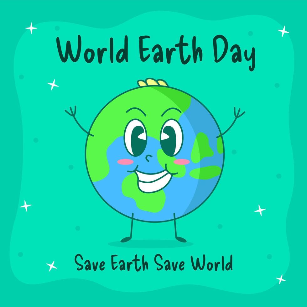 Earth day save planet earth hour cartoon world planet environment vector