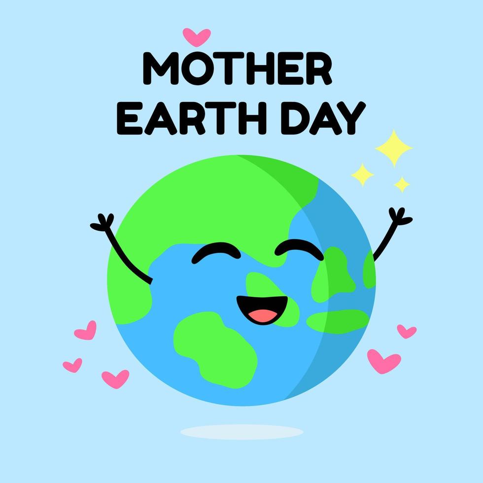 Earth day save planet earth hour cartoon world planet environment vector