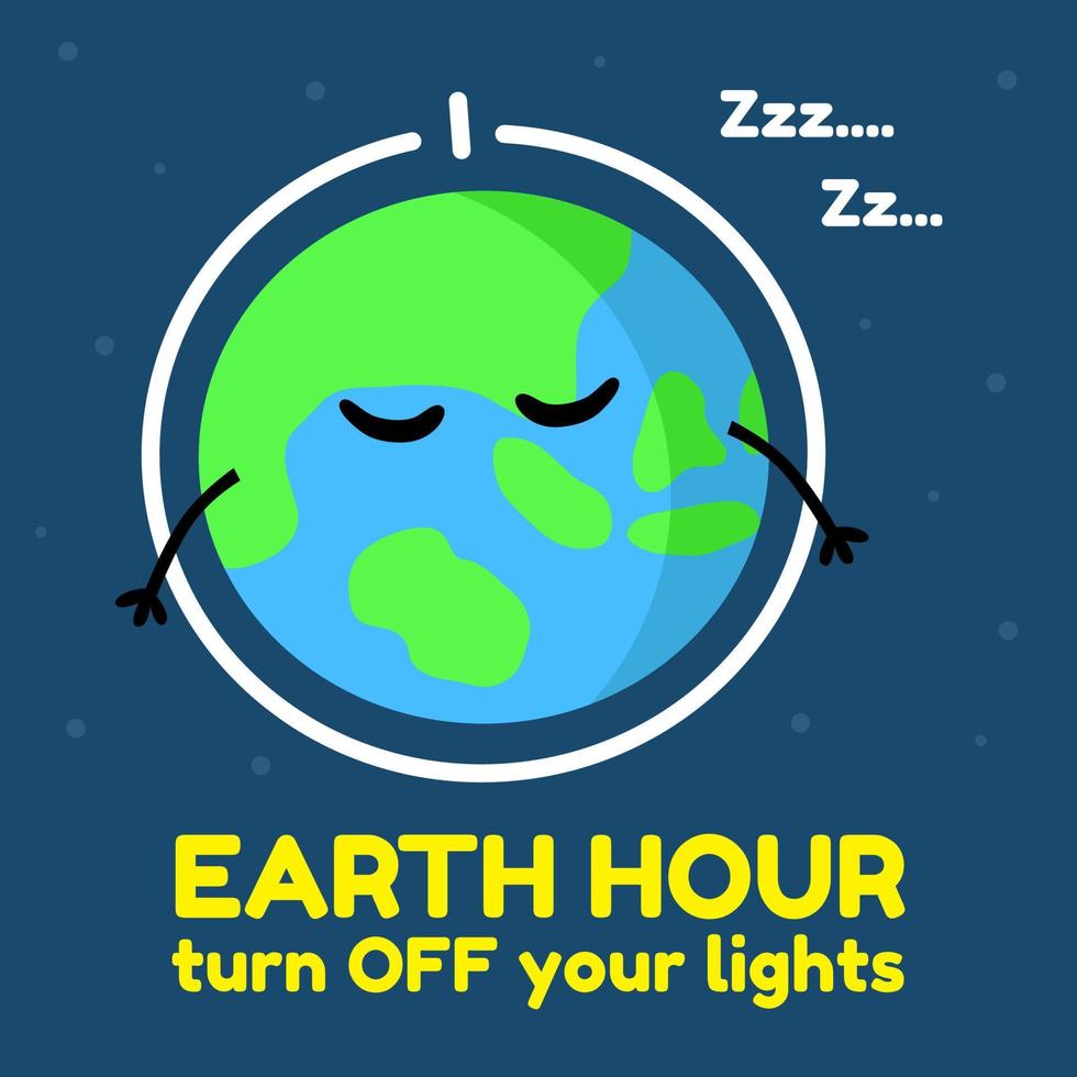 Earth day save planet earth hour cartoon world planet environment vector