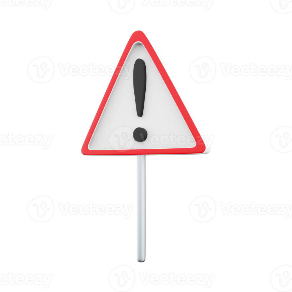 3D rendering of a street hazard sign. Road information symbol. 3d rendering Other hazards icon, cartoon icon. png