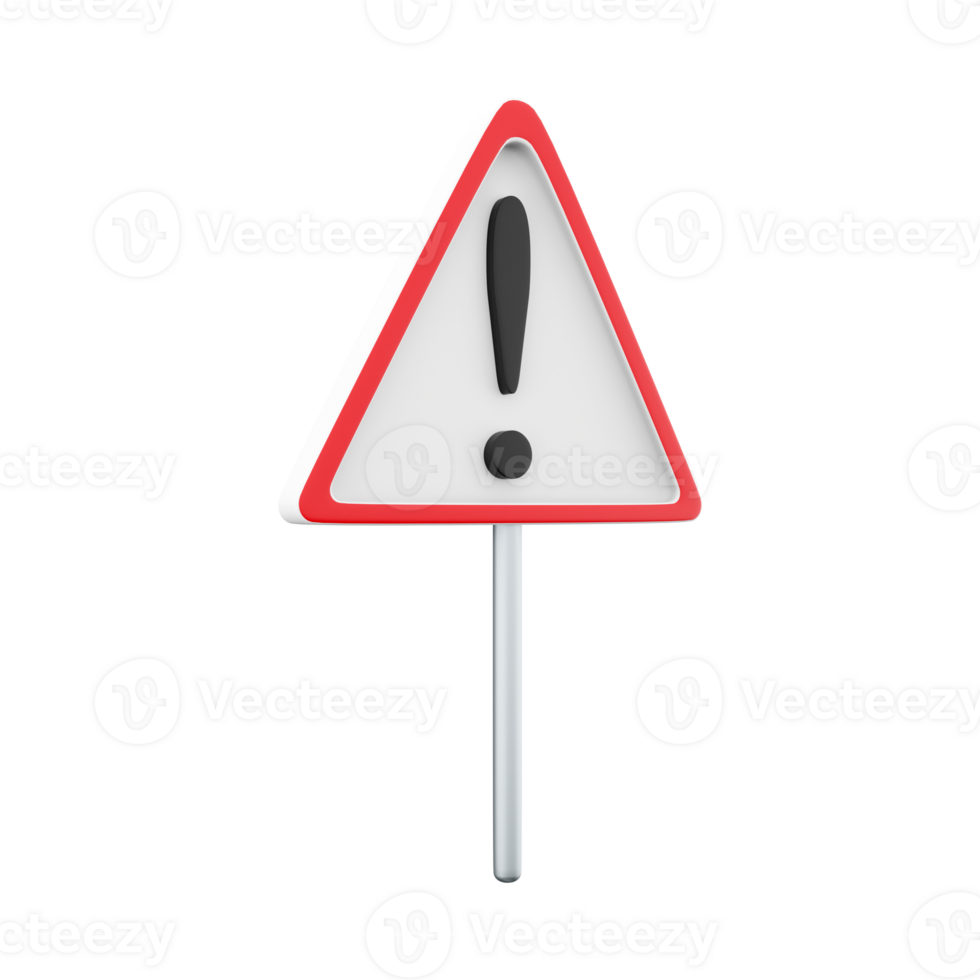 3D rendering of a street hazard sign. Road information symbol. 3d rendering Other hazards icon, cartoon icon. png