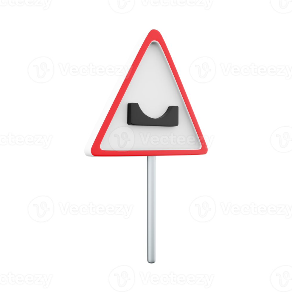 3d render Pothole on the road. Warning signs.3d rendering Pothole on the road sign, cartoon icon. png