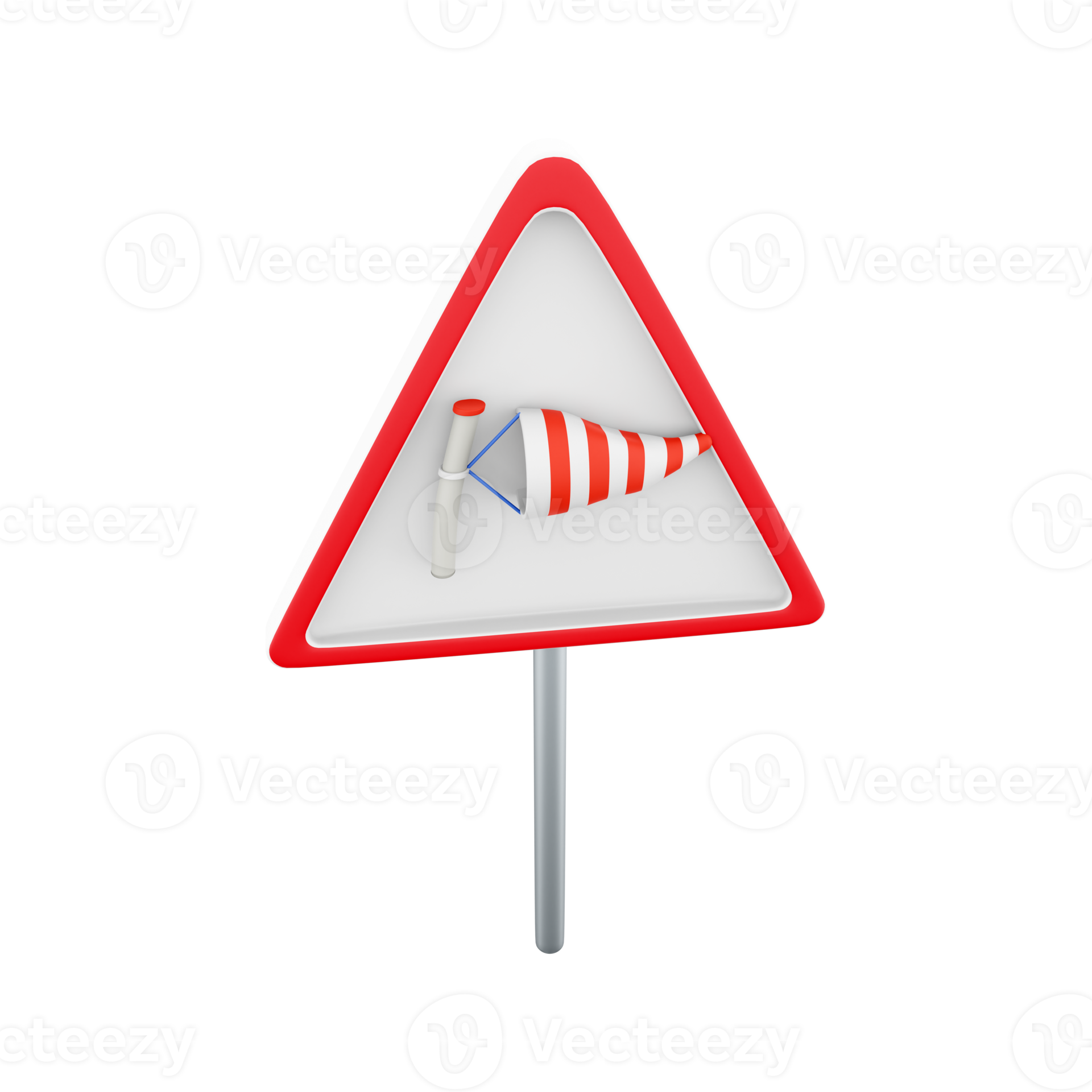 3D render Sudden side cross winds likely ahead road sign, isolated