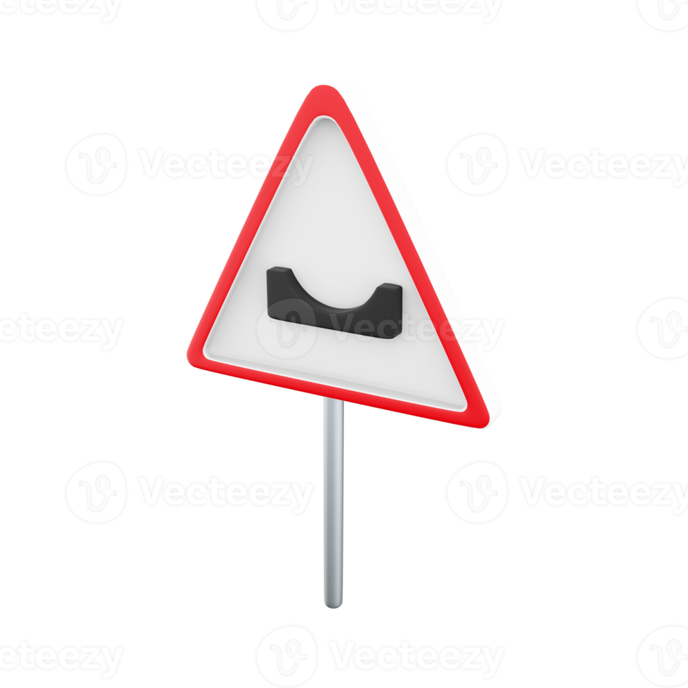 3d render Pothole on the road. Warning signs.3d rendering Pothole on the road sign, cartoon icon. png