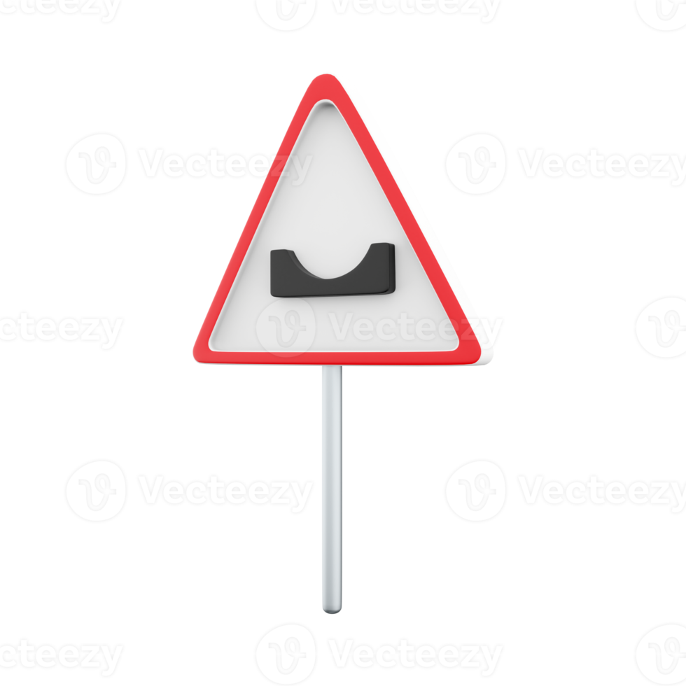3d render Pothole on the road. Warning signs.3d rendering Pothole on the road sign, cartoon icon. png