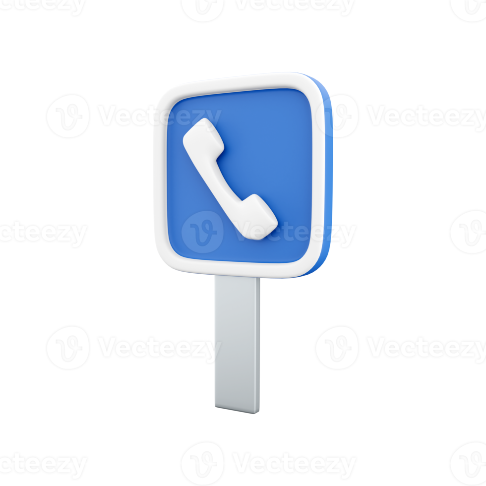 3d render Illustration Telephone Road Sign Icon.3d rendering telephone road sign, cartoon icon. png
