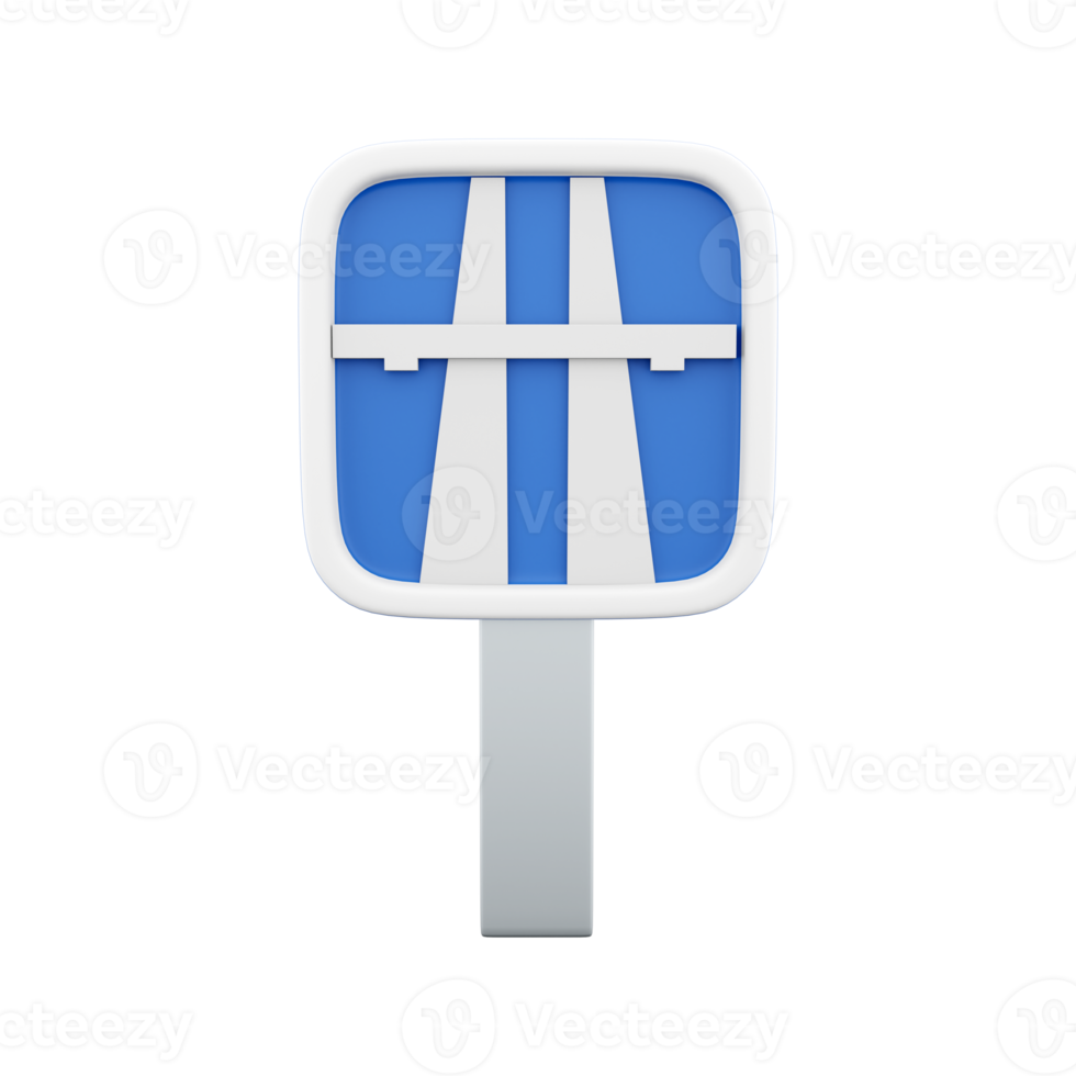 3d render of freeway blue motorway sign on white background. 3d rendering motorway sign, cartoon icon. png