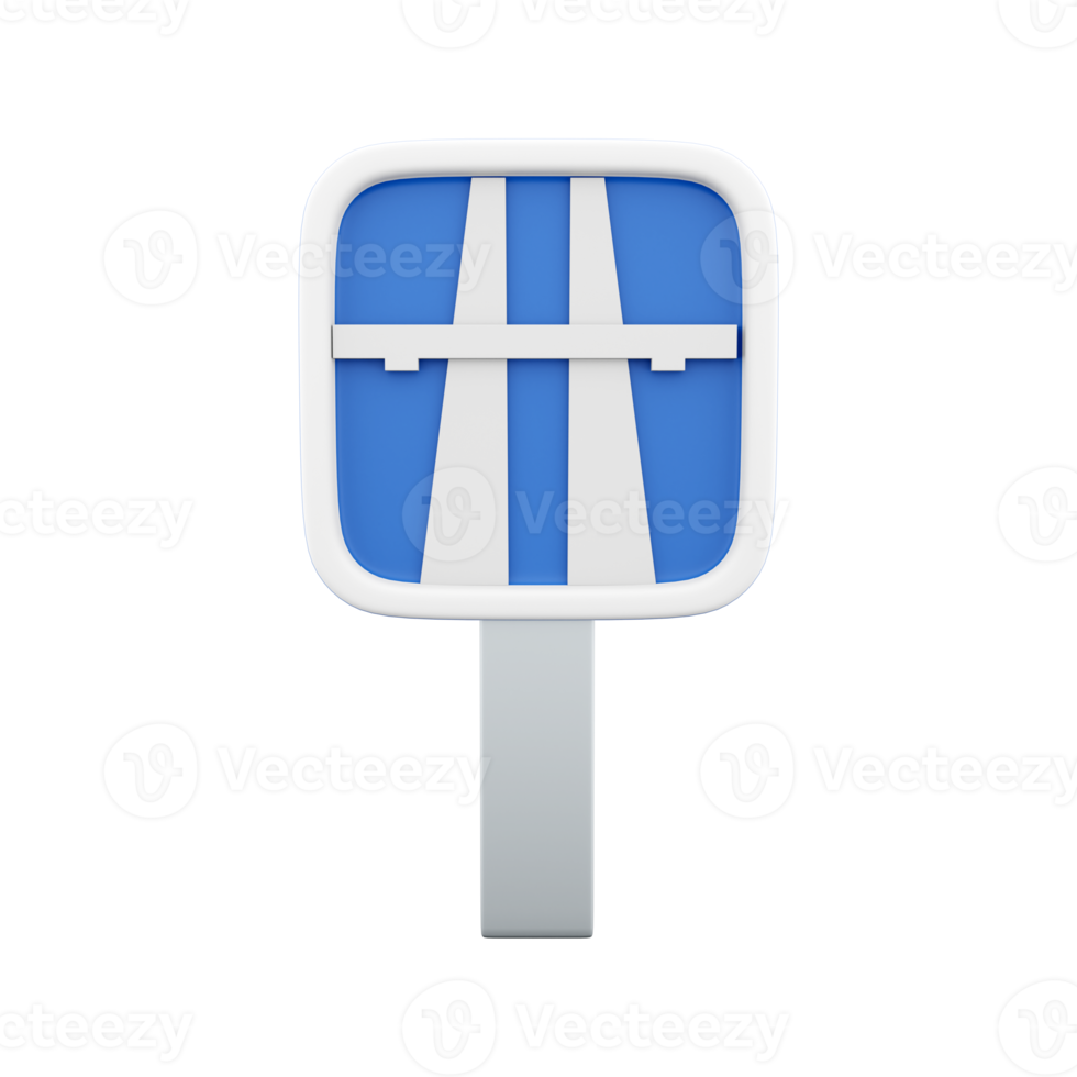 3d rendre de autoroute bleu autoroute signe sur blanc Contexte. 3d le rendu autoroute signe, dessin animé icône. png