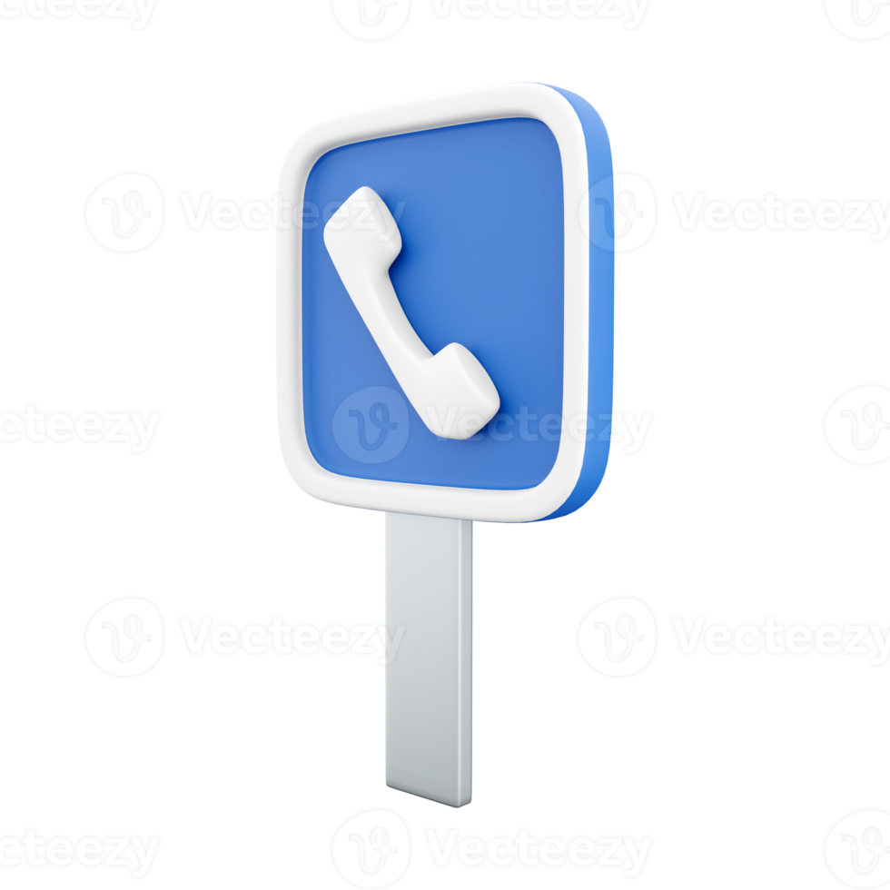 3d render Illustration Telephone Road Sign Icon.3d rendering telephone road sign, cartoon icon. png