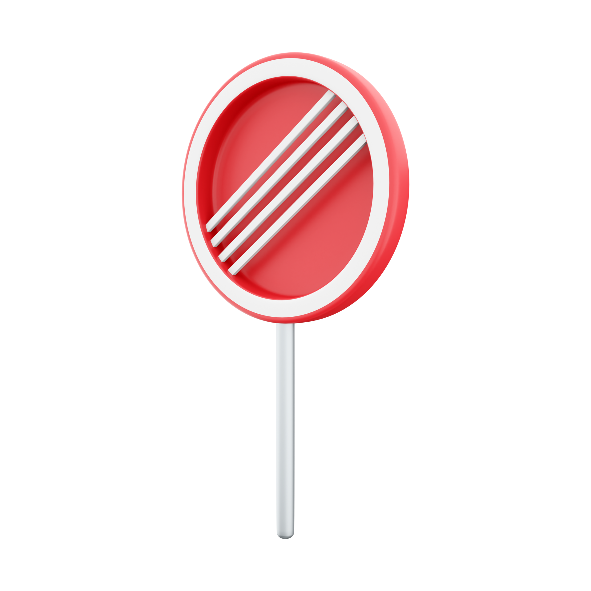 3D render icon road forbidding sign. The end zone sign for all