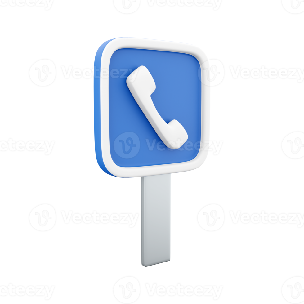 3d render Illustration Telephone Road Sign Icon.3d rendering telephone road sign, cartoon icon. png