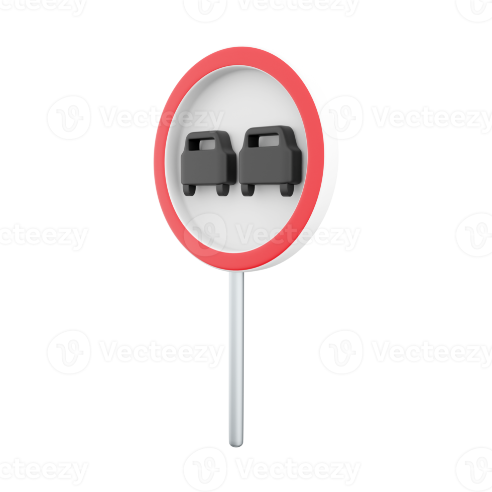 3d rendering No passing sign sign. A simple illustration of a passing symbol for the web. 3D rendering overtaking sign, cartoon icon. png