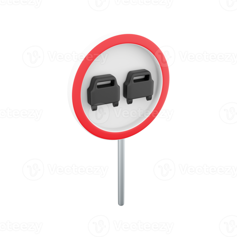 3d rendering No passing sign sign. A simple illustration of a passing symbol for the web. 3D rendering overtaking sign, cartoon icon. png