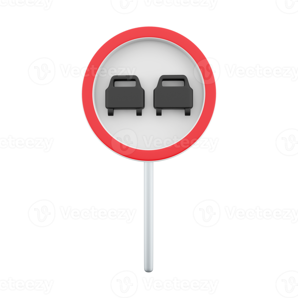 3d rendering No passing sign sign. A simple illustration of a passing symbol for the web. 3D rendering overtaking sign, cartoon icon. png