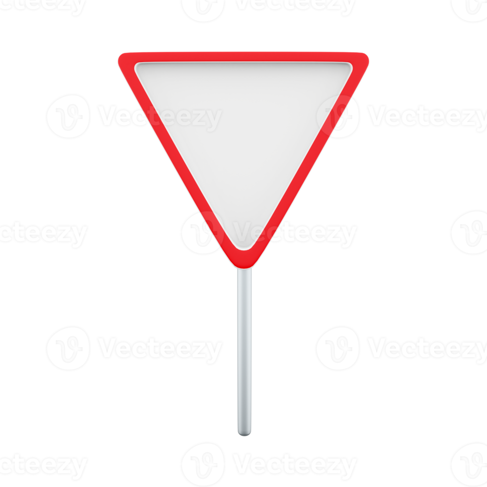 3d render Road sign give way isolated,Give way sign. 3d rendering Road sign give way cartoon icon. png